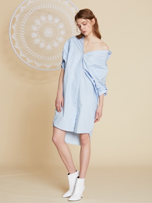 AHIN OFF-SHOULDER SHIRT DRESS [CK-DR-A588]