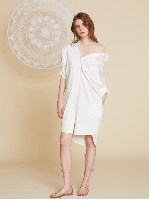 AHIN OFF-SHOULDER SHIRT DRESS [CK-DR-A588]