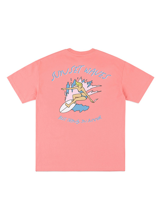SUNSET WAVE T-SHIRT (CORAL PINK)