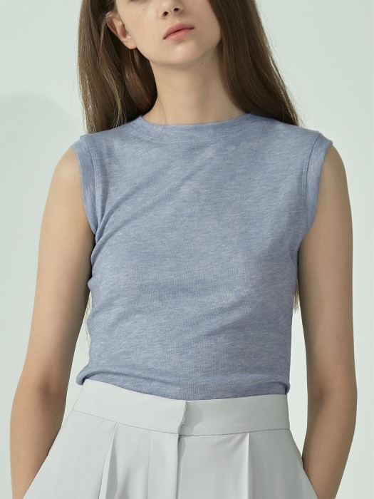 TS91TW10 BASIC SLEEVELESS T LIGHT BLUE