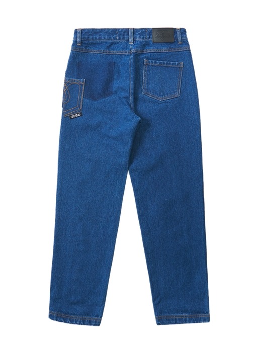 CHECK PATCHED EMBROIDERY DENIM PANT_BLUE (EEON3DPR01W)