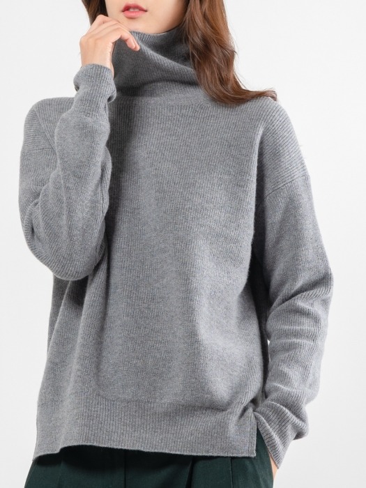 Cashmere Blend Turtleneck - GRAY