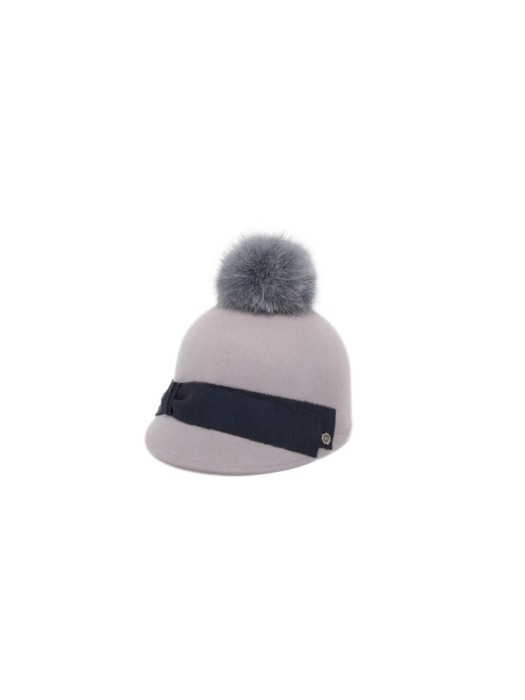 Pom pom cap-Cool grey