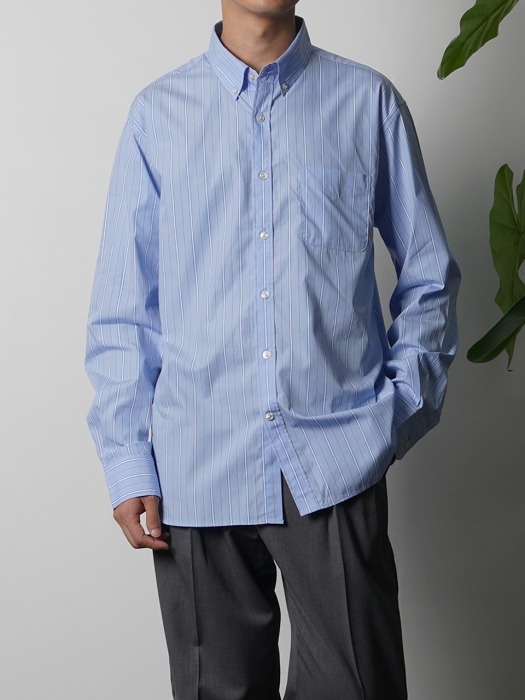 BANTS OSF Stripe Broadcloth B.D Shirt - Skyblue