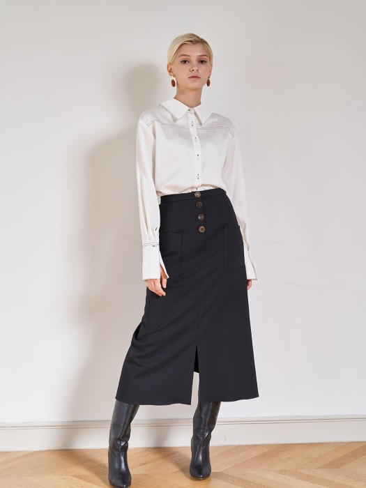 Shirring Button Skirt (Shirring)