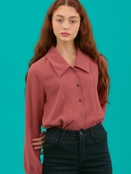 iuw517 big collar point blouse (skyblue)