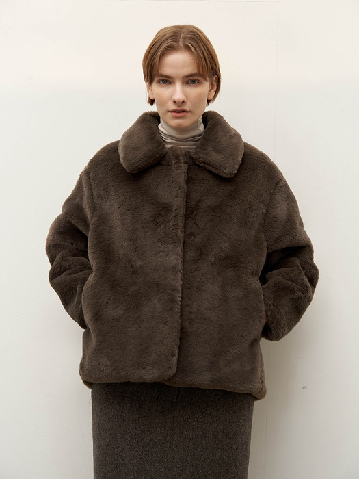 Eco fur jacket - khaki