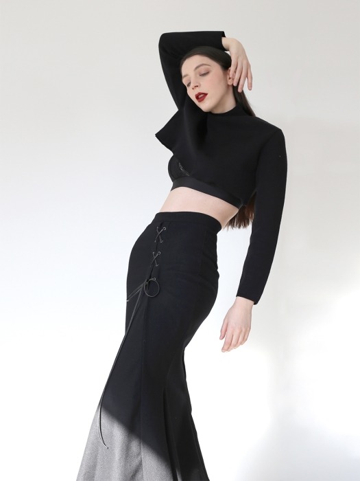 HIGH-WAIST STRING MERMAID SKIRT (BLACK)