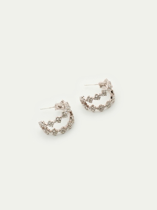 Crystal Double Ring Post Earrings