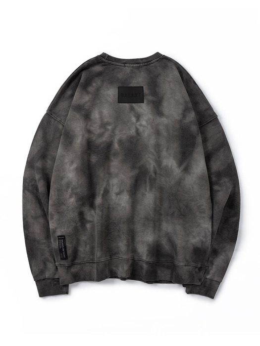 Marbling Silicon Lable Sweatshirt - Dark Gray