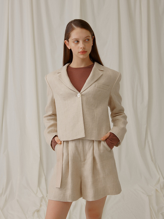20S/S CROPPED TAILORED JACKET (BEIGE)