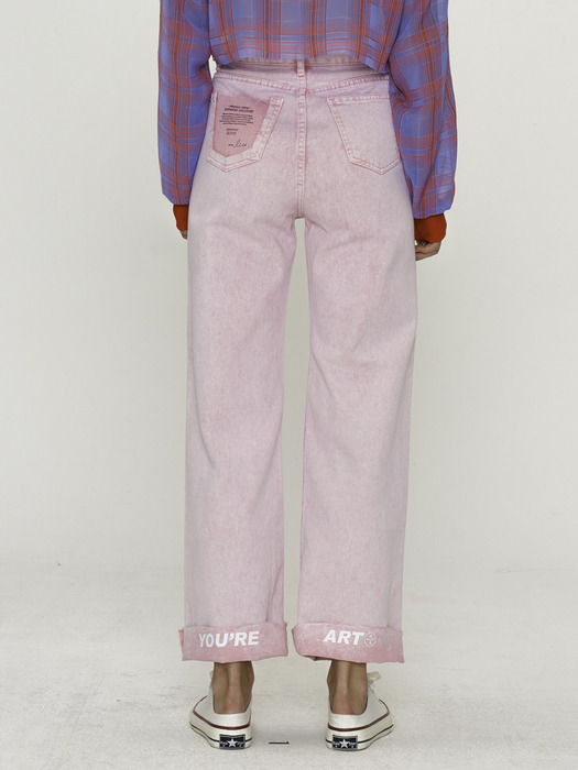 HIGH-WAISTED YOU`RE ART PINK JEANS
