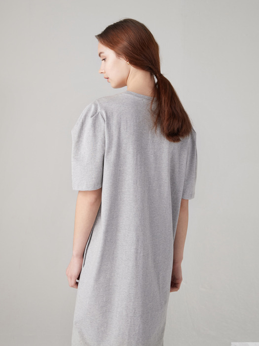 Curved short sleeve dress - Gray