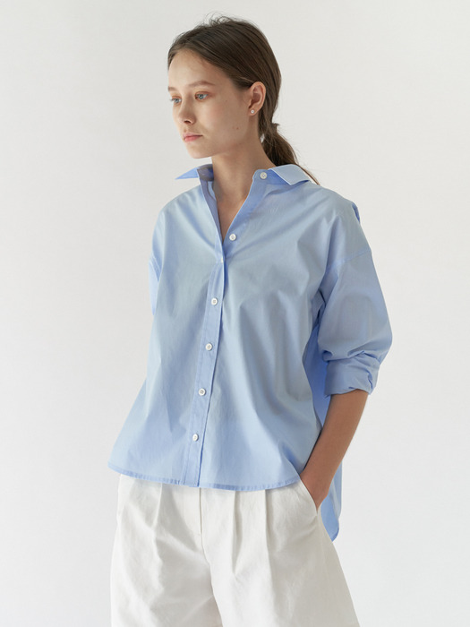 Plain cotton shirt - Sky blue