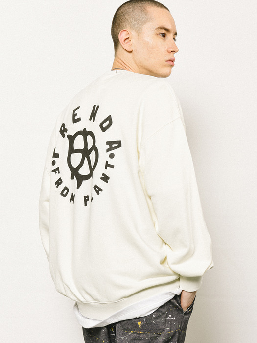 COTTON FLOWER CREWNECK SWEATSHIRT CREAM