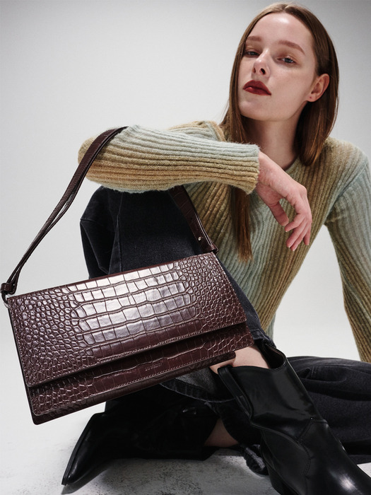 MATIN CROC BAG BROWN SQUARE