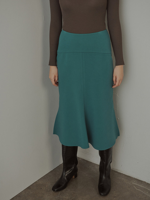 Side Open Flared Skirt Turquoise