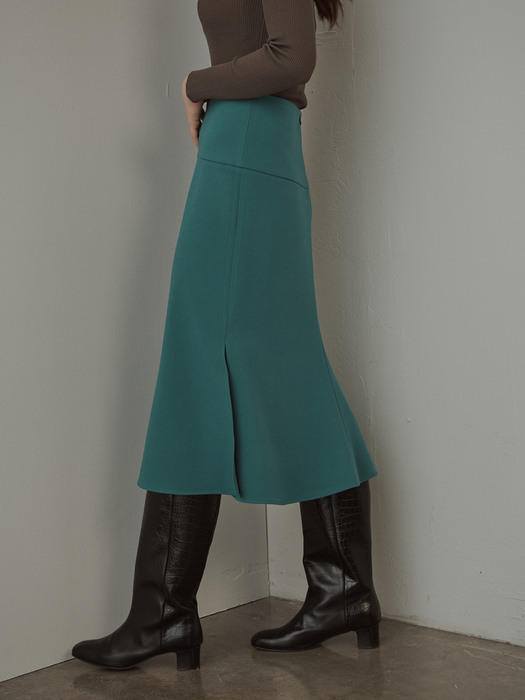Side Open Flared Skirt Turquoise