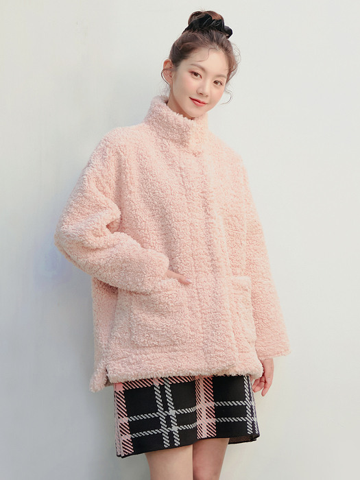 HIGH NECK BOUCLE MUSTANG / PINK
