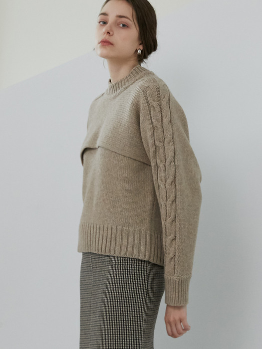 comos458 bolero vest set knit (mocha)