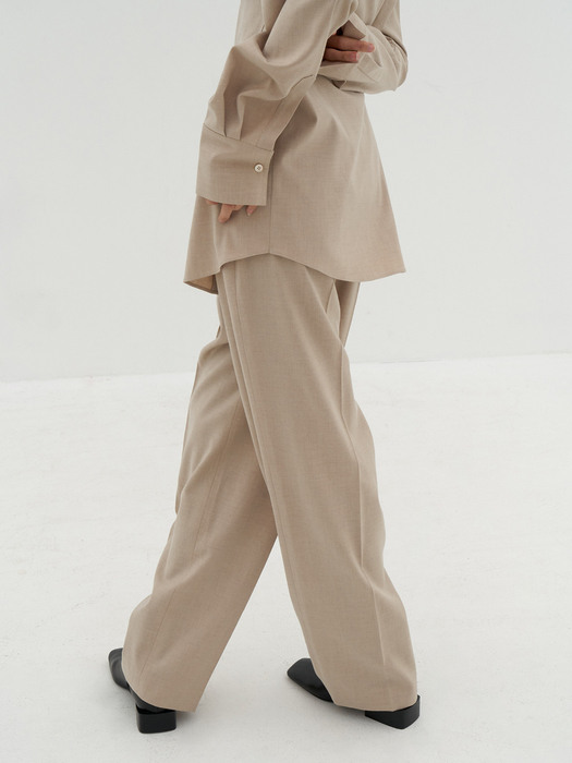 Wool Belted Pants [Beige]