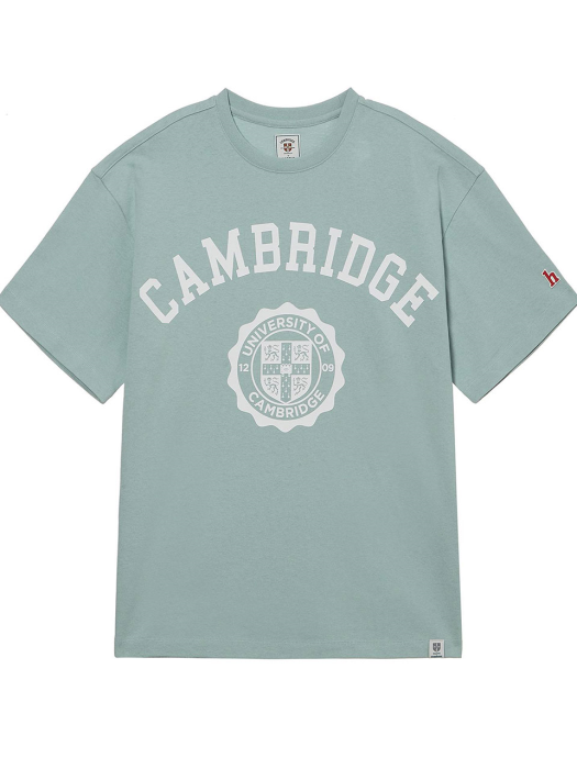 [HIS X CAMBRIDGE]그린 레터링 솔리드 반팔 티셔츠 HZTS1B856E2