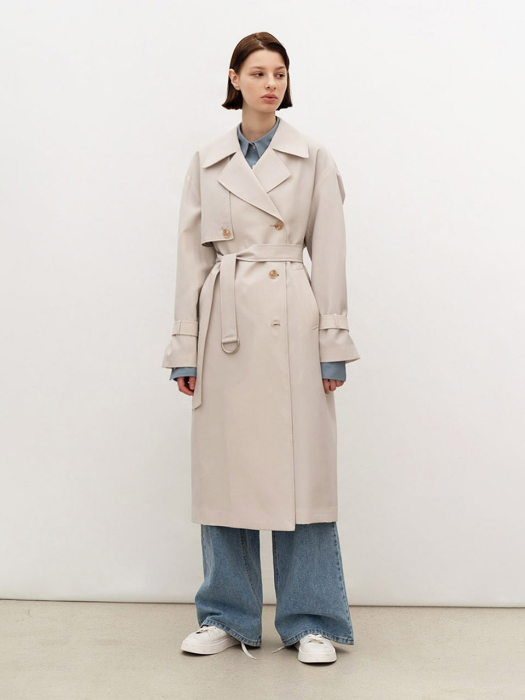 EMILY DOUBLE TRENCH COAT (Sand beige)