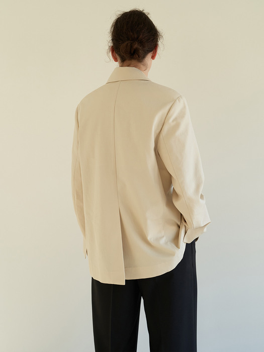 TOS OVER FIT COTTON BLAZER I-BEIGE