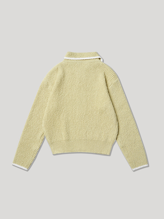 Point collar knit_Yellow