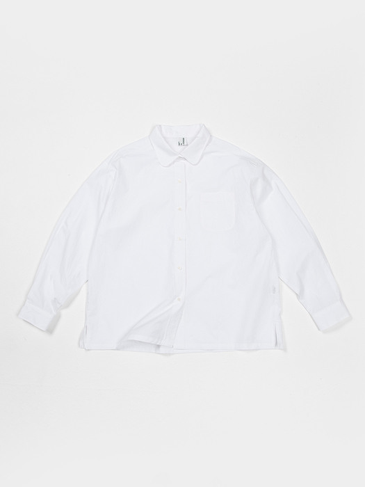 Curved collar shirts-white