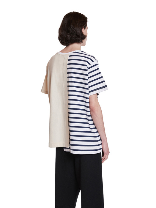 Asymmetric Stripe T-Shirt_Navy