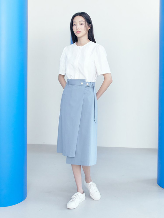 Unbalance Belted Skirt   Blue (KE1327M05Q)