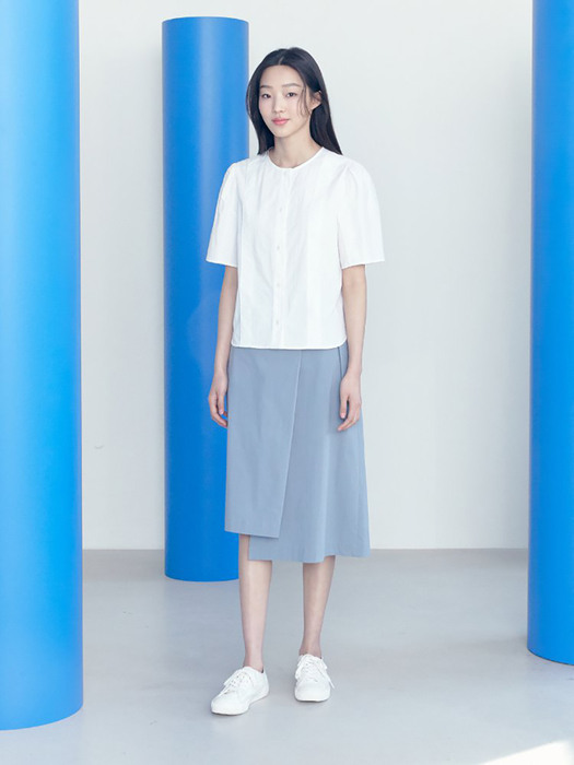 Unbalance Belted Skirt   Blue (KE1327M05Q)