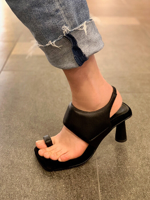 summer toe sandal heel / black suede