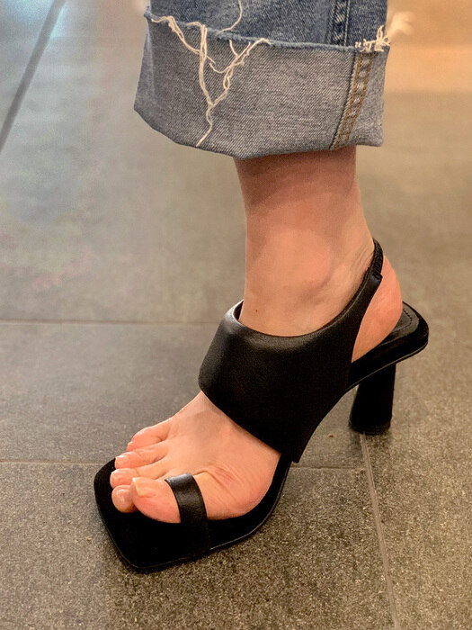 summer toe sandal heel / black suede