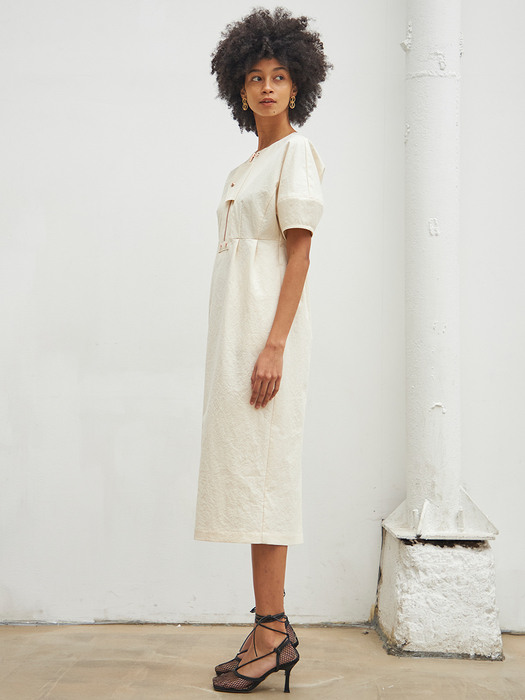 FRONT LOCKED DETAIL DRESS_IVORY