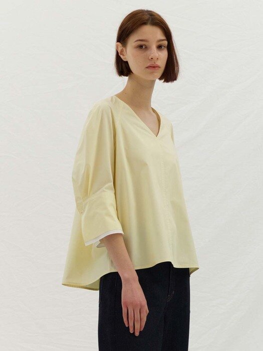 V NECK BLOUSE - LEMON