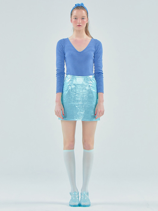 Foil Mini Skirt_Blue