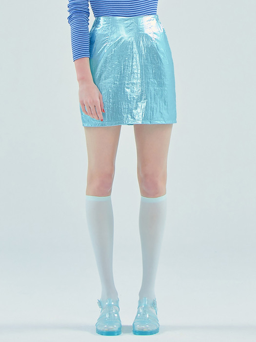 Foil Mini Skirt_Blue
