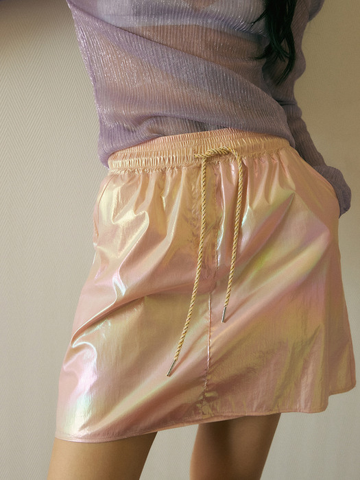 Hologram banding skirt_aurora pink