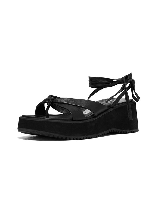 PLATFORM STRAPPY SANDALS, BLACK