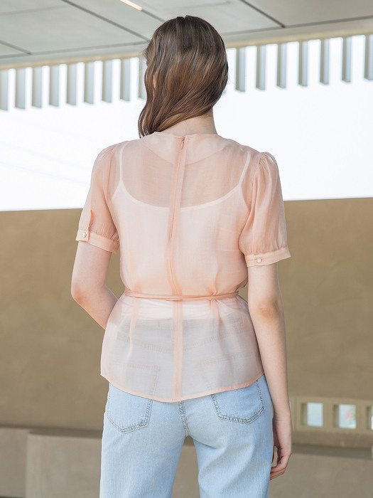 See Through Bustier Blouse Peach