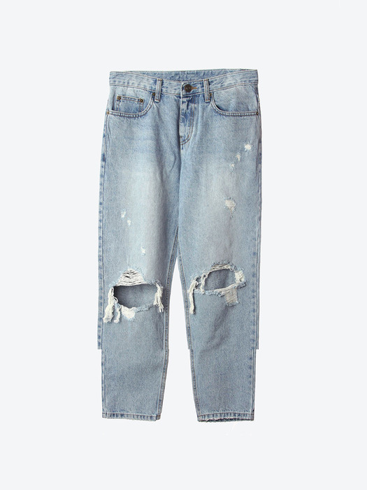 Distressed Straight-Seg Jeans(UNISEX)_UTD-FP12