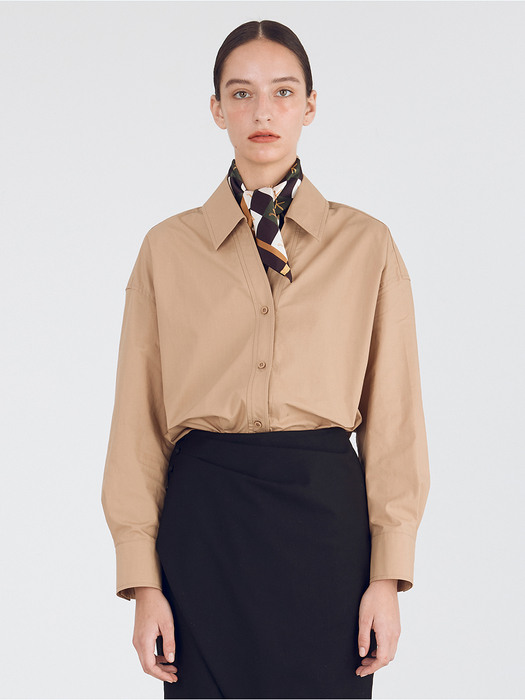 V-neck Collar Shirt_Beige