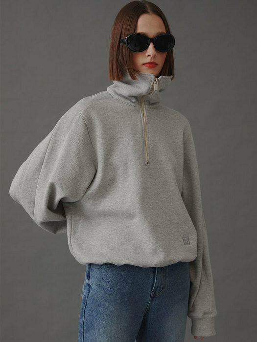 Aiden Zip-up jersey sweatshirt_M.Gray