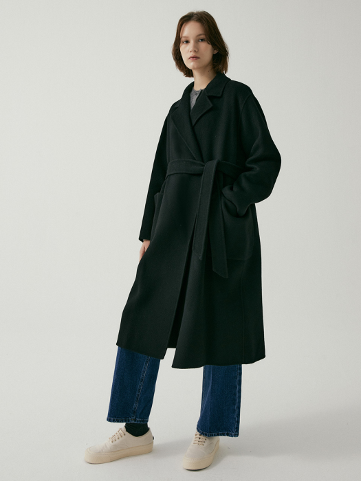 Cashmere Handmade Robe Coat BLACK (JYCO1D902BK)