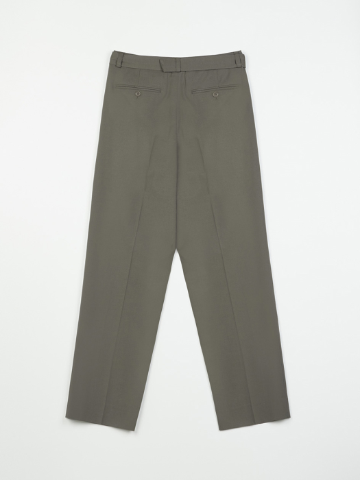 Wool Blended Belted Pants (Khaki Brown)