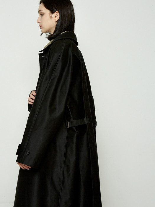 MOLESKIN PLEATS COAT