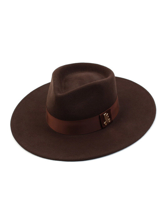 V Brown Long Wool Fedora 울페도라