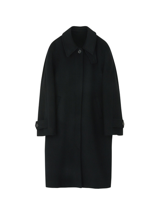 wool balmacaan long coat (black)